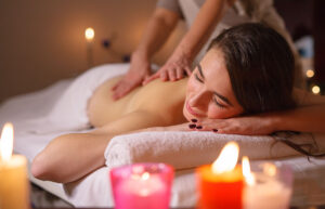 Girl on massage in the spa salon.